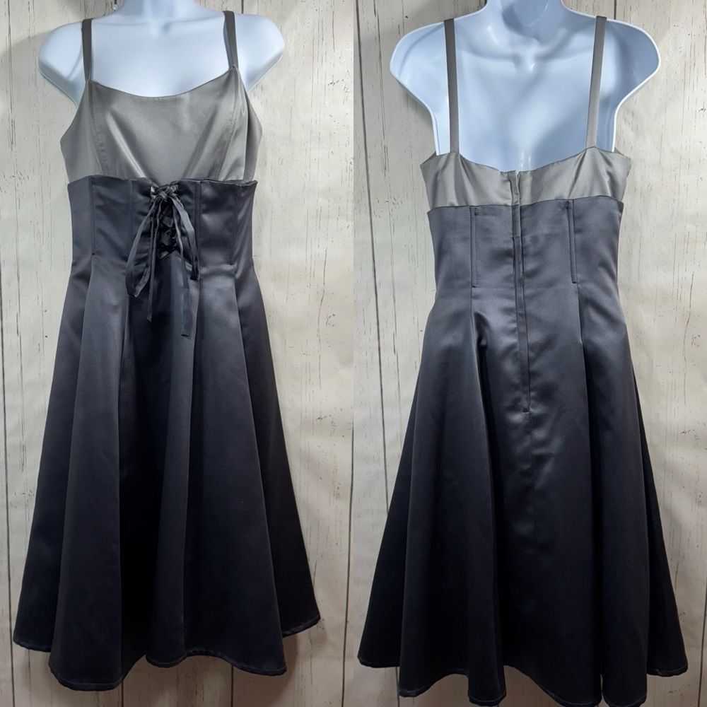 Scott McClintock Vintage Lace Up Corset A Line Midi Dress Spaghetti Straps Prom